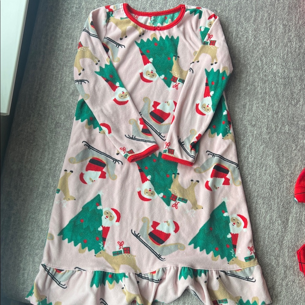 Carter's Festive Santa and Tree Nightgown - Pink and Green